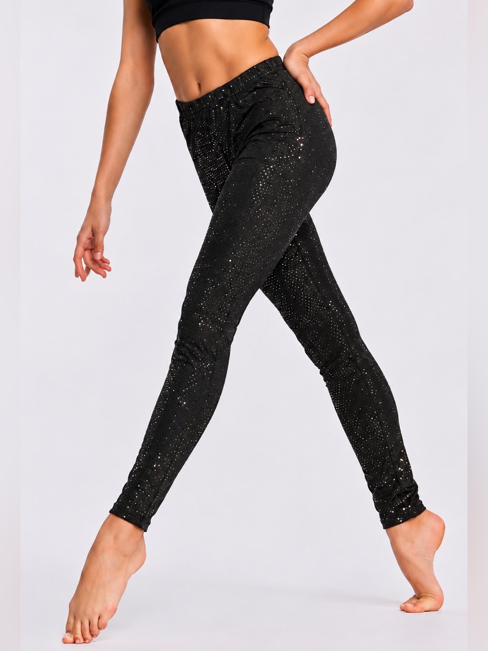 Women’s Black Sparkle Leggings Dance Pant